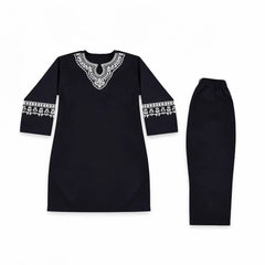 GIRLS L/S 2PC KURTA SUIT BLACK ZHS-26 7-8 YEAR 7117 Default Title - MamasJan KidsWear