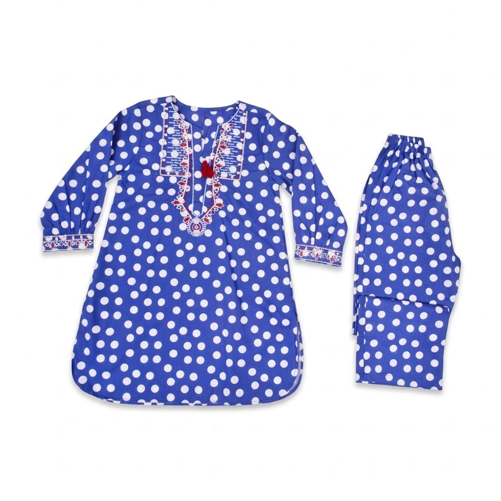 GIRLS L/S 2PC KURTA SUIT BLUE ZHS-26 7-8 YEAR 7769 Default Title - MamasJan KidsWear
