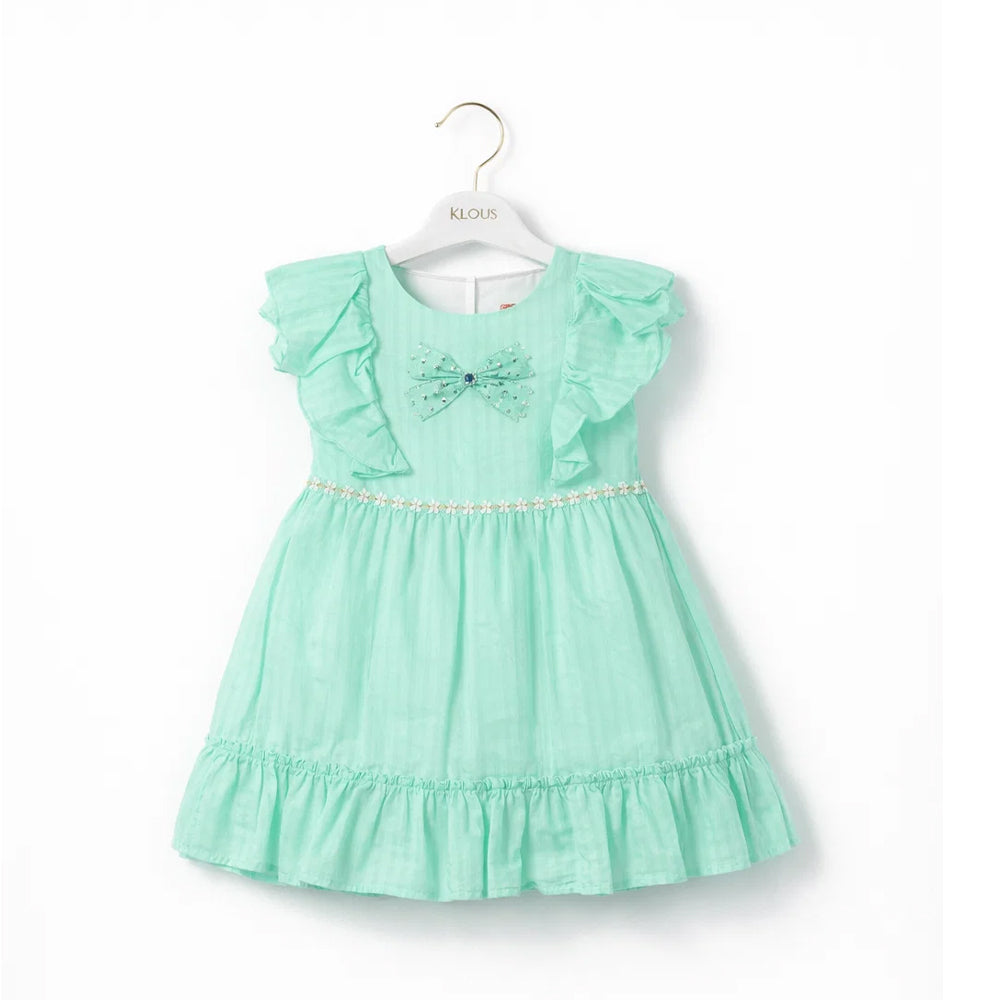 GIRLS CAP/SLV 2PC FROCK GREEN ZHS-26 12-18M HE-004 C.G Default Title - MamasJan KidsWear