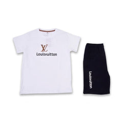 BOYS S/S 2PC KNICKER SUIT BRANDED WHITE ZHS-26 9-10 YEAR 078 Default Title - MamasJan KidsWear
