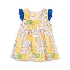 GIRLS CAP/SLV COTTON FROCK PRINTED ZHS-26 18-24M 039 W.G Default Title - MamasJan KidsWear