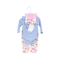 GIRLS L/S 4PC BODY SUIT SET (B) MIX COL ZHS-26 0-3M 1030 W/G Default Title - MamasJan KidsWear