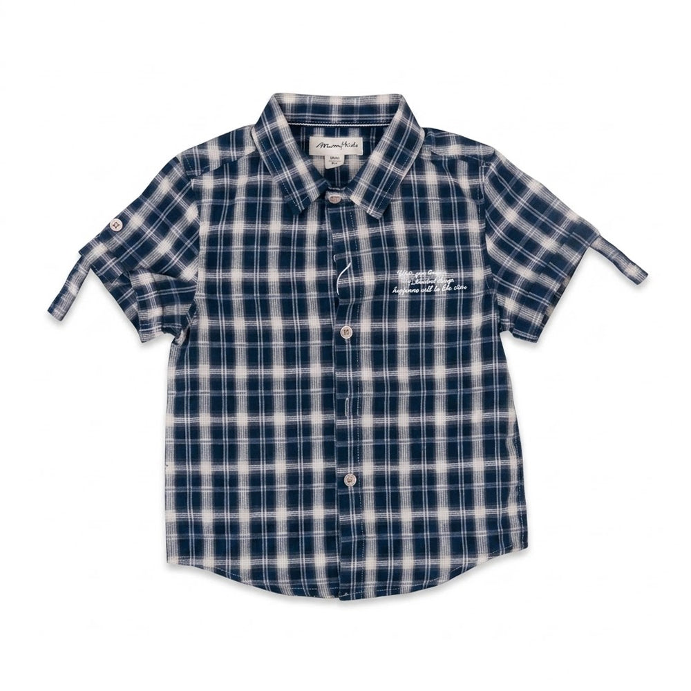 BOYS S/S CASUAL CHECK SHIRT GREEN IRS-26 2-3 YEAR MS-26SS57 Default Title - MamasJan KidsWear