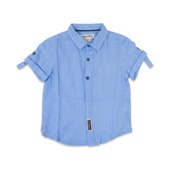 BOYS S/S CASUAL SHIRT SKY BLUE IRS-26 18-24M MS-02223 Default Title - MamasJan KidsWear