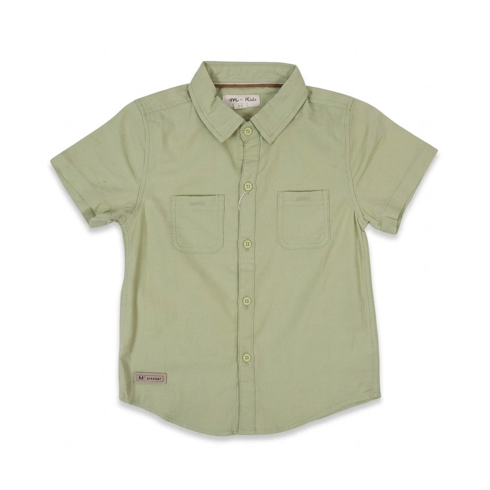 BOYS S/S CASUAL SHIRT LGREEN IRS-26 18-24M SZH-64017 Default Title - MamasJan KidsWear