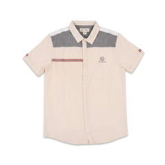 BOYS S/S CASUAL SHIRT BEIGE IRS-26 8-9 YEAR LS-02249 Default Title - MamasJan KidsWear