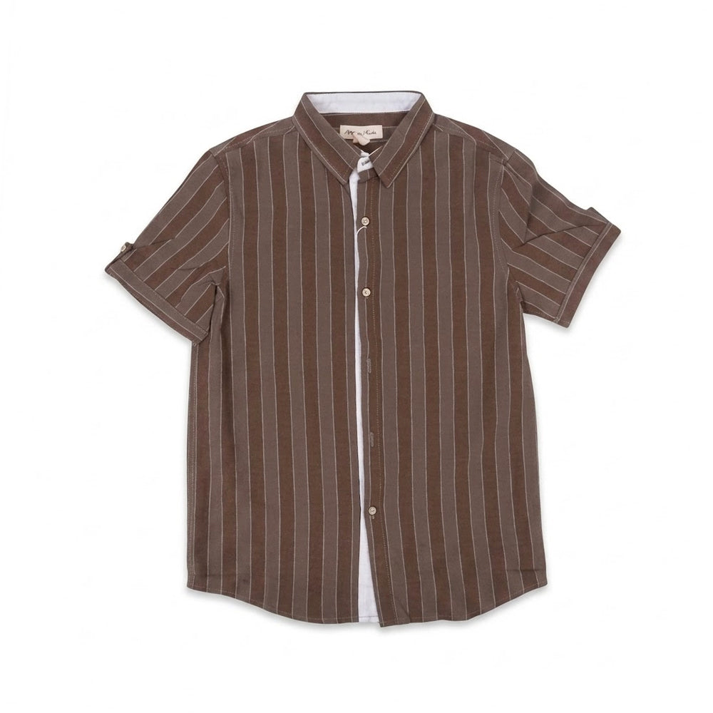 BOYS S/S CASUAL SHIRT GREEN/BLUE IRS-26 7-8 YEAR LS-02242 Default Title - MamasJan KidsWear