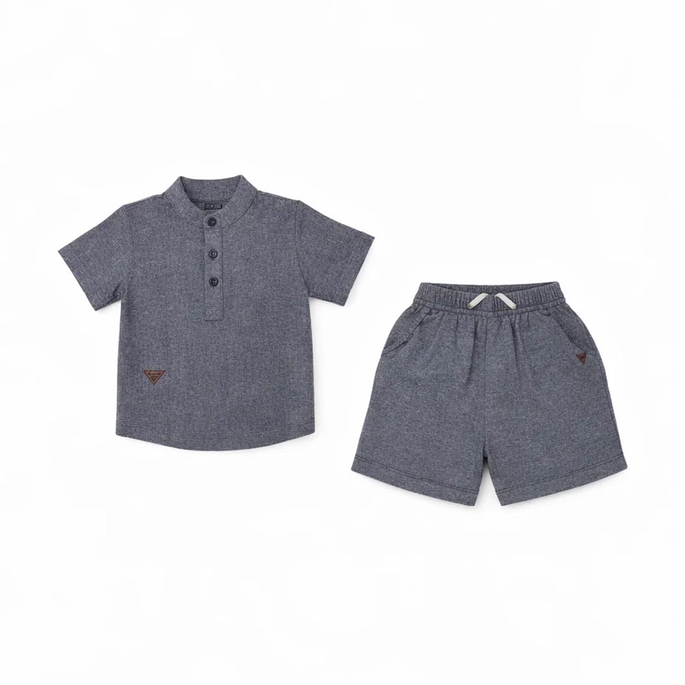 BOYS S/S 2PC KNICKER SUIT GREY IRS-26 2-3 YEAR TZH-2503 Default Title - MamasJan KidsWear