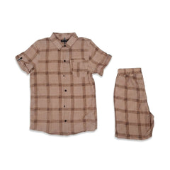 BOYS S/S 2PC KNICKER SUIT COFFEE IRS-26 10-11 YEAR TZH-2513 Default Title - MamasJan KidsWear