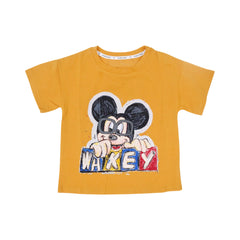 GIRLS S/S KNIT BLOUSE PRINTED MUSTARD IRS-26 18-24M 010 Default Title - MamasJan KidsWear
