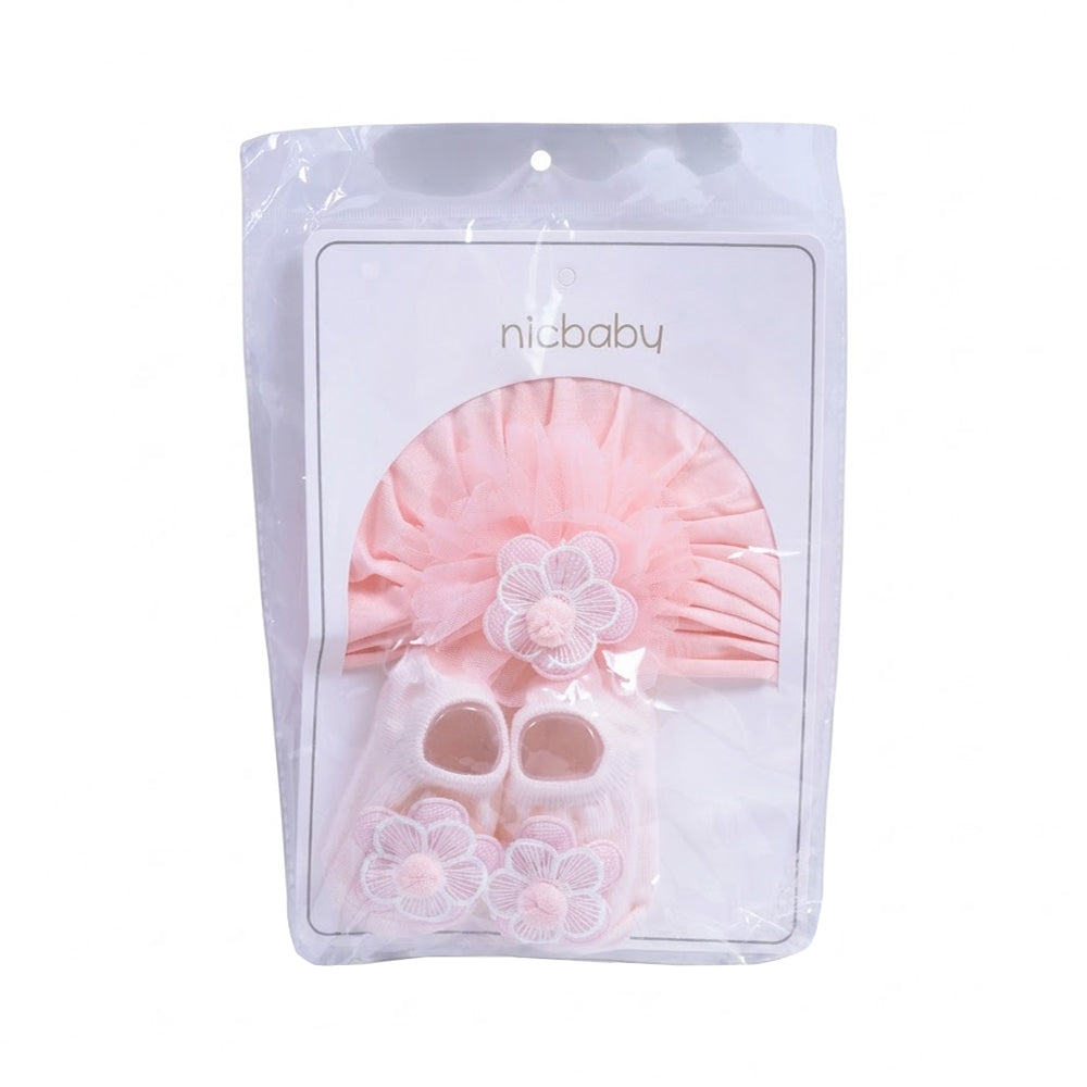 BABY 2PC CAP WITH BOOTIES SET MIX COLOR IR-26 0-6M NO1 (B) Default Title - MamasJan KidsWear