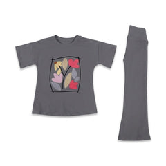 GIRLS S/S 2PC KNIT FLEEPER SUIT GREY IR S-26 3-4 YEAR NO28 Default Title - MamasJan KidsWear