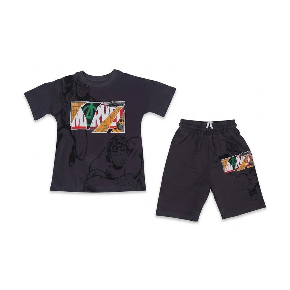 BOYS S/S 2PC KNICKER SUIT D-GREY IR S-26 3-4 YEAR NO7 Default Title - MamasJan KidsWear