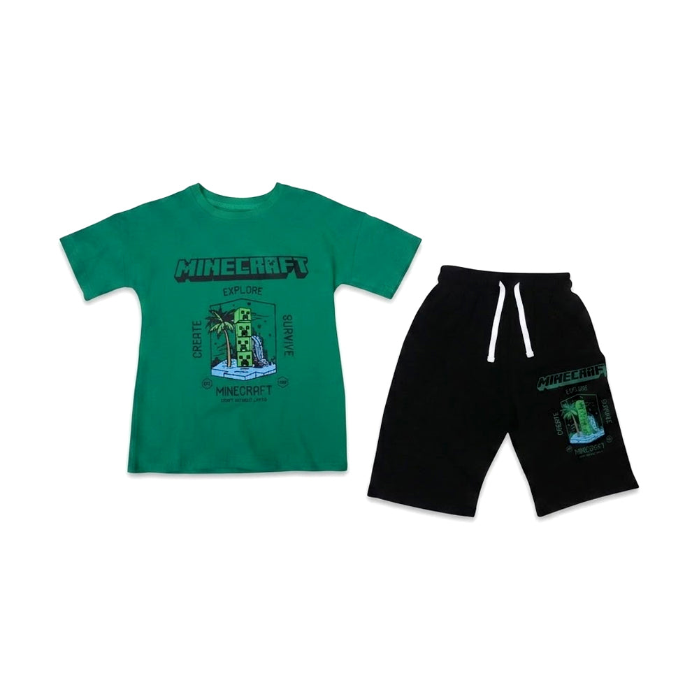 BOYS S/S 2PC KNICKER SUIT D-GREEN IR S-26 7-8 YEAR NO8 Default Title - MamasJan KidsWear