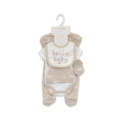 BABY 5PC GIFT SET HANGER BEIGE IRS-26 0-3M S5382 Default Title - MamasJan KidsWear