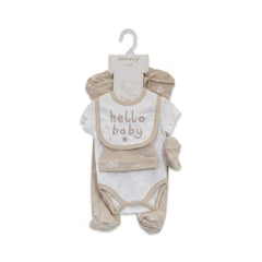 BABY 5PC GIFT SET HANGER BEIGE IRS-26 3-6M S5382 Default Title - MamasJan KidsWear