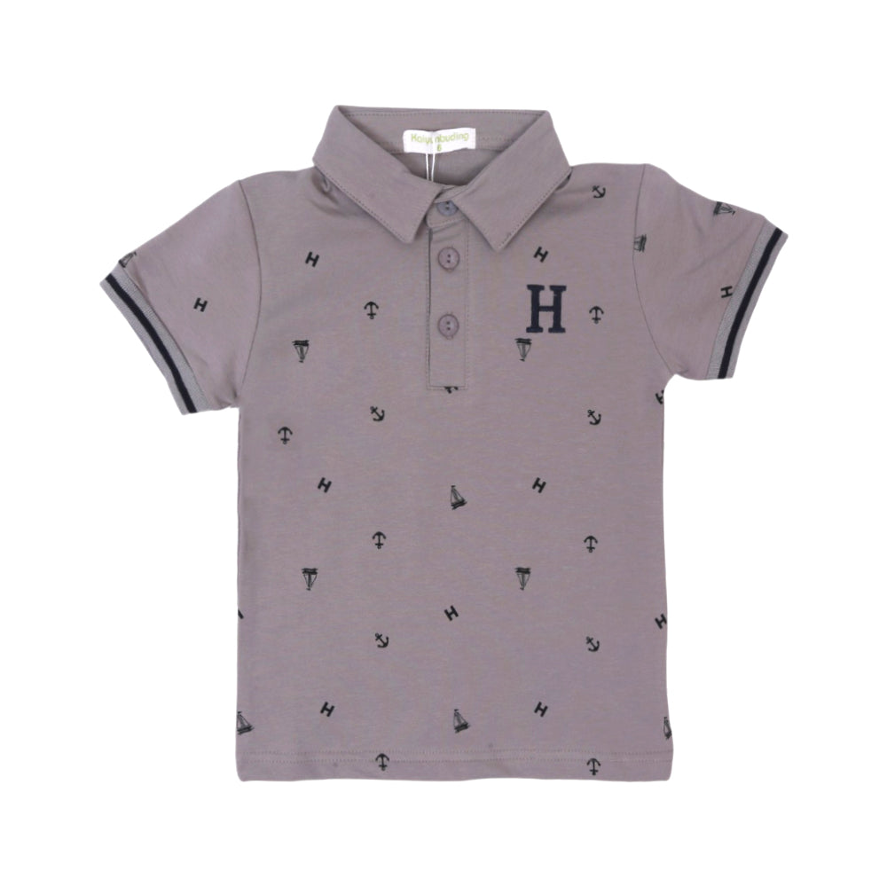 BOYS S/S T-SHIRT POLO GREY IR 2-3 YEAR A7783 Default Title - MamasJan KidsWear