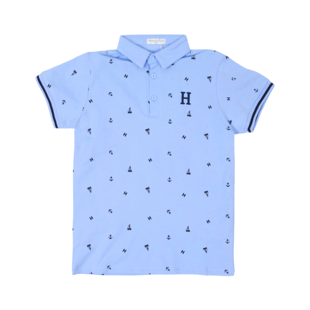 BOYS S/S T-SHIRT POLO SKY BLUE IR 9-10 YEAR A7783 Default Title - MamasJan KidsWear