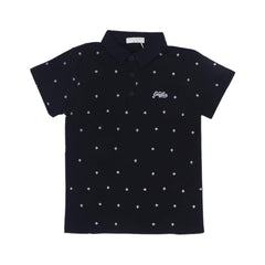 BOYS S/S T-SHIRT POLO BLACK IR 6-7 YEAR C112 Default Title - MamasJan KidsWear