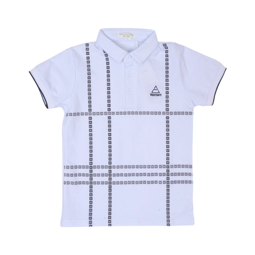 BOYS S/S T-SHIRT POLO WHITE IR 6-7 YEAR L166 Default Title - MamasJan KidsWear