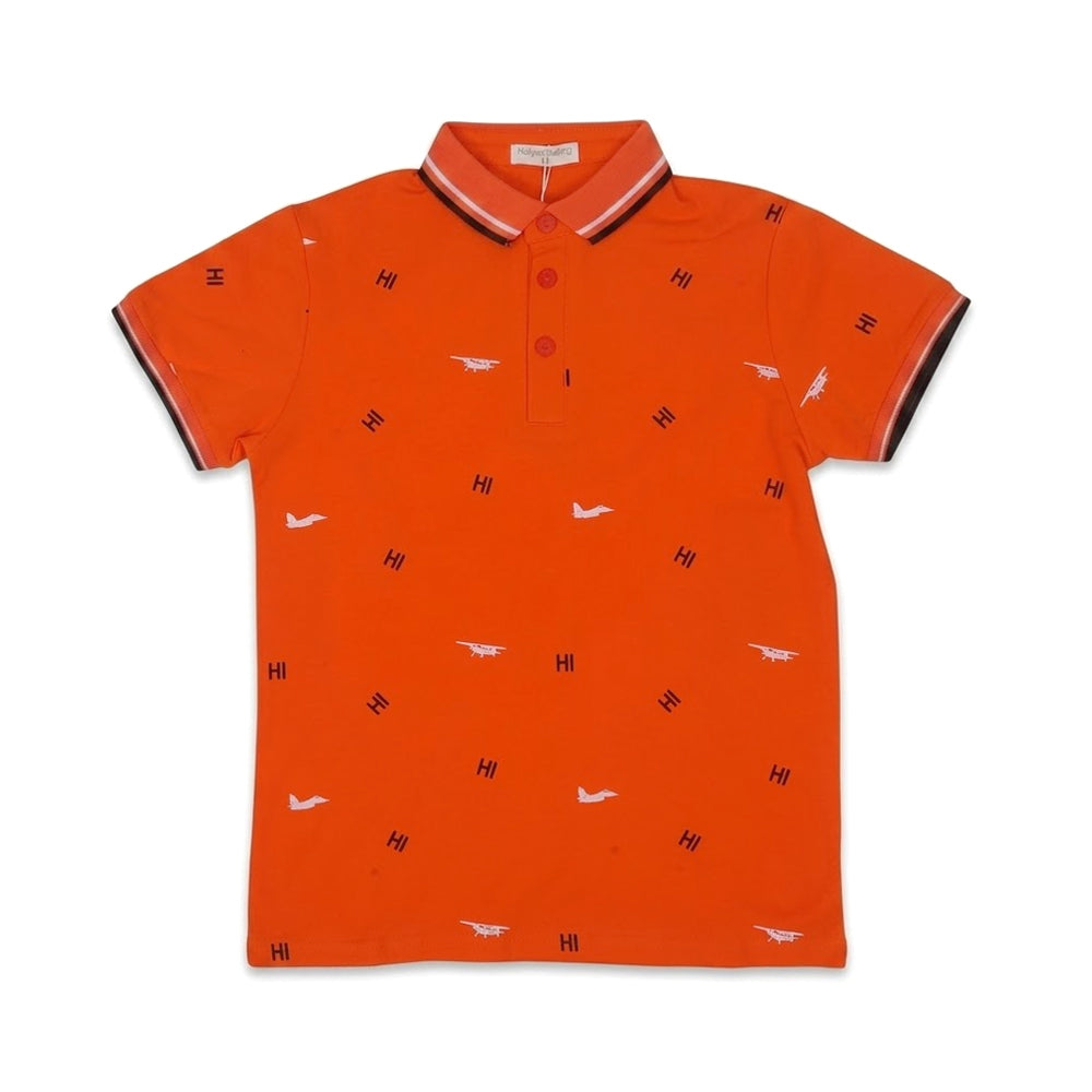 BOYS S/S T-SHIRT POLO ORANGE IR 8-9 YEAR A7817 Default Title - MamasJan KidsWear