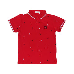 BOYS S/S T-SHIRT POLO RED IR 4-5 YEAR L228 Default Title - MamasJan KidsWear