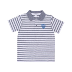 BOYS S/S T-SHIRT POLO STRIPE LIGHT GREY IR 7-8 YEAR 328 Default Title - MamasJan KidsWear