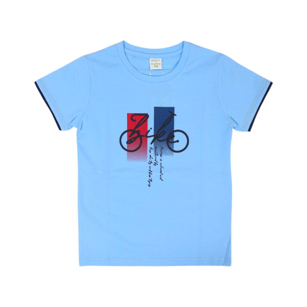 BOYS S/S T-SHIRT ROUND NECK SKY BLUE IR 6-7 YEAR A7759 Default Title - MamasJan KidsWear
