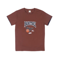BOYS S/S T-SHIRT ROUND NECK BROWN IR 11-12 YEAR A7808 Default Title - MamasJan KidsWear