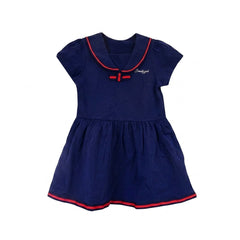 GIRLS S/S KNIT FROCK NAVY IRS-26 3-4 YEAR Q2261 Default Title - MamasJan KidsWear