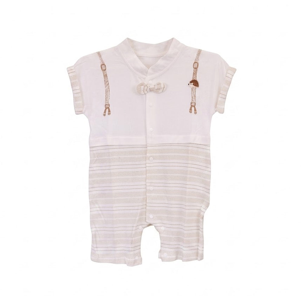 BOYS S/S KNIT ROMPER WHITE PRINT IR-26 9-12M 653017 Default Title - MamasJan KidsWear