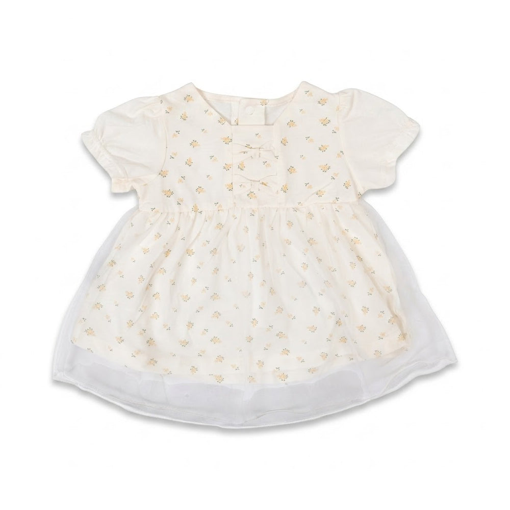 GIRLS S/S KNIT COTTON FROCK WHITE PRINT IR-26 6-9M 9606 Default Title - MamasJan KidsWear