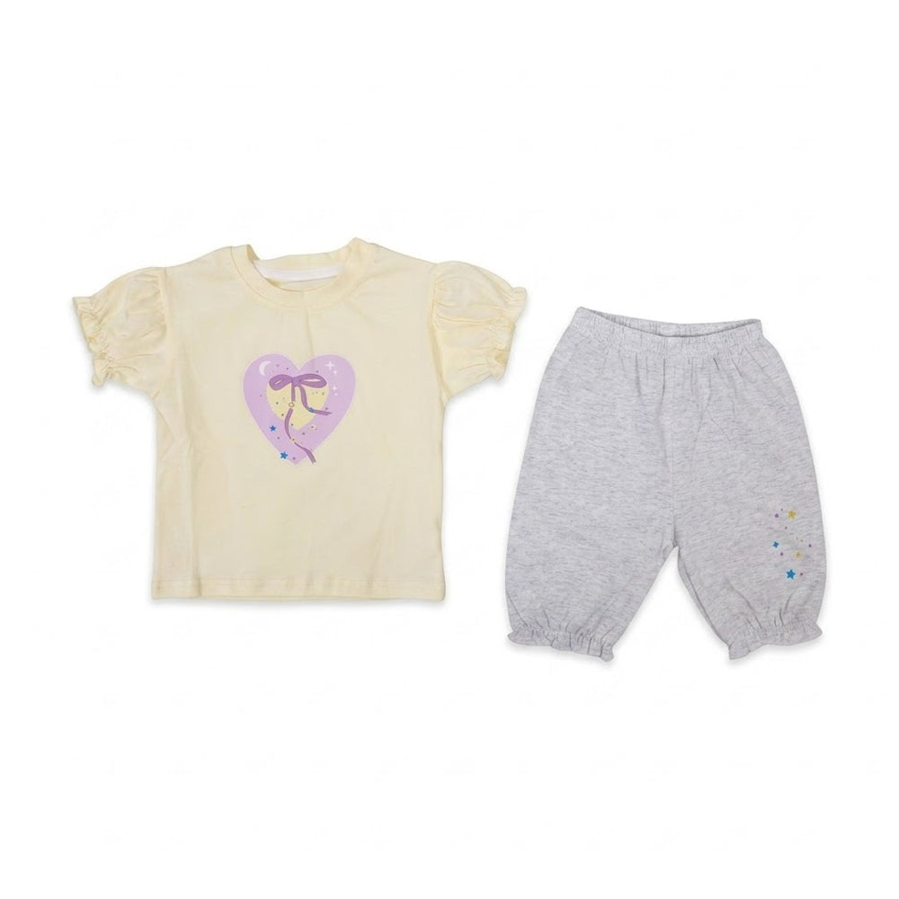 GIRLS S/S 2PC CAPRI SUIT LEMON IR-26 12-18M 6918 Default Title - MamasJan KidsWear