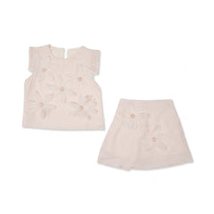 GIRLS S/S FANCY FROCK OFF WHITE IR-26 4-5 YEAR S-24305 Default Title - MamasJan KidsWear