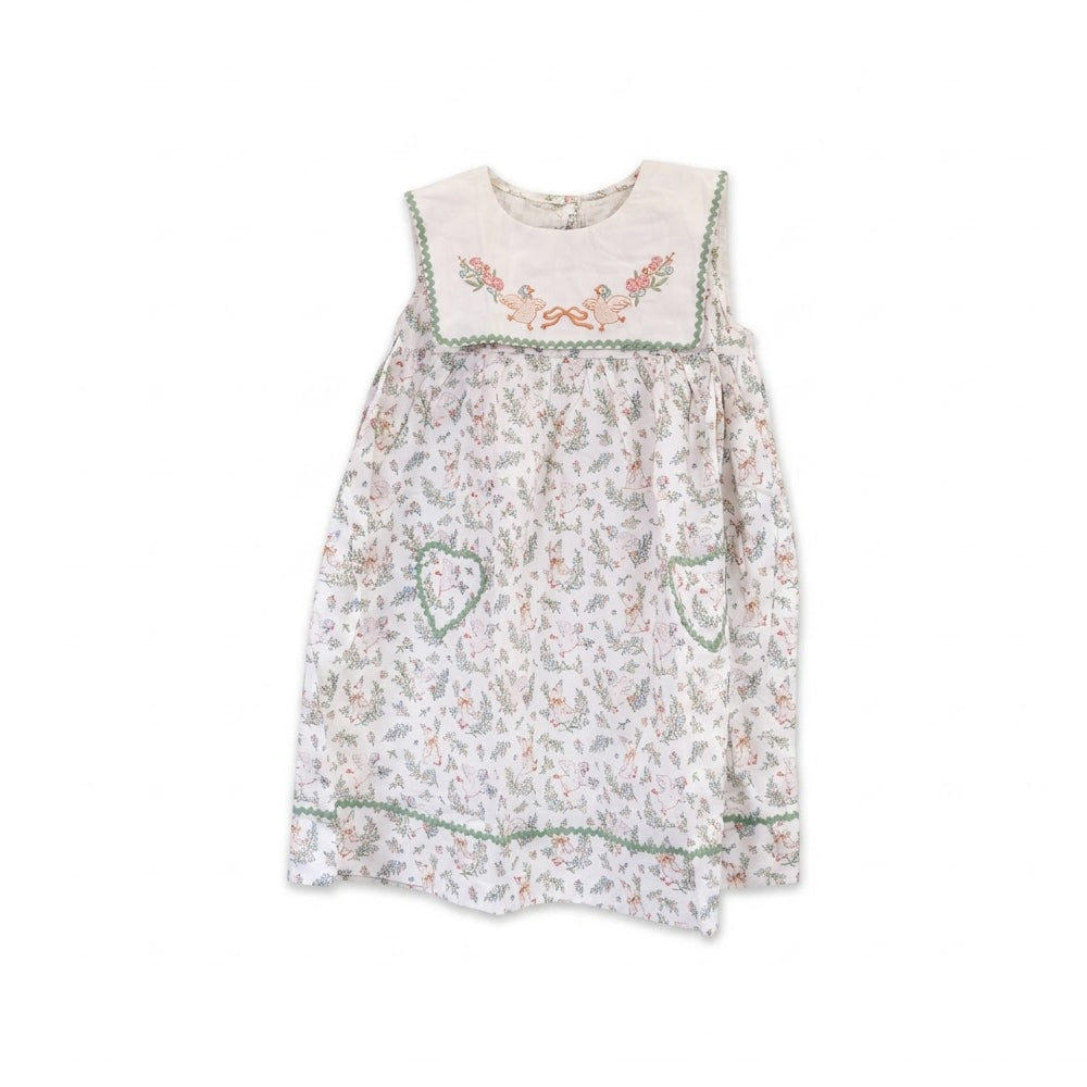 GIRLS S/L COTTON FROCK PRINTED OFF WHITE IR-26 7-8 YEAR 2400 Default Title - MamasJan KidsWear