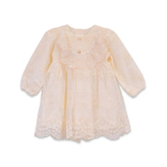 GIRLS 3QTR SLV FANCY FROCK OFF WHITE IR-26 3-4 YEAR 32062 Default Title - MamasJan KidsWear