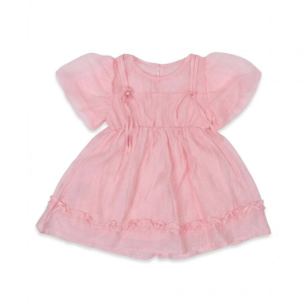 GIRLS CAP/SLV FANCY FROCK PINK IR-26 5-6 YEAR 9903 Default Title - MamasJan KidsWear