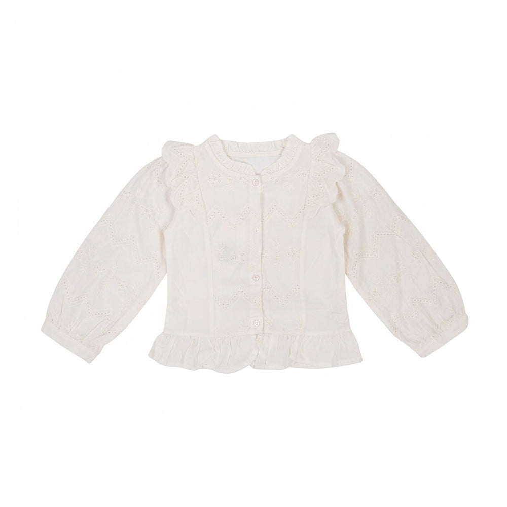 GIRLS L/S COTTON CHICKEN BLOUSE OFF WHITE IR-26 5-6 YEAR 291 Default Title - MamasJan KidsWear