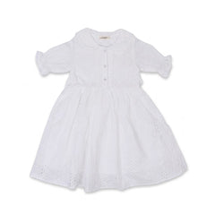GIRLS S/S COTTON CHICKEN FROCK WHITE IR-26 4-5 YEAR PH031 Default Title - MamasJan KidsWear