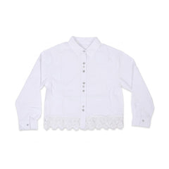 GIRLS L/S COTTON BLOUSE WHITE IR-26 9-10 YEAR 9222 Default Title - MamasJan KidsWear