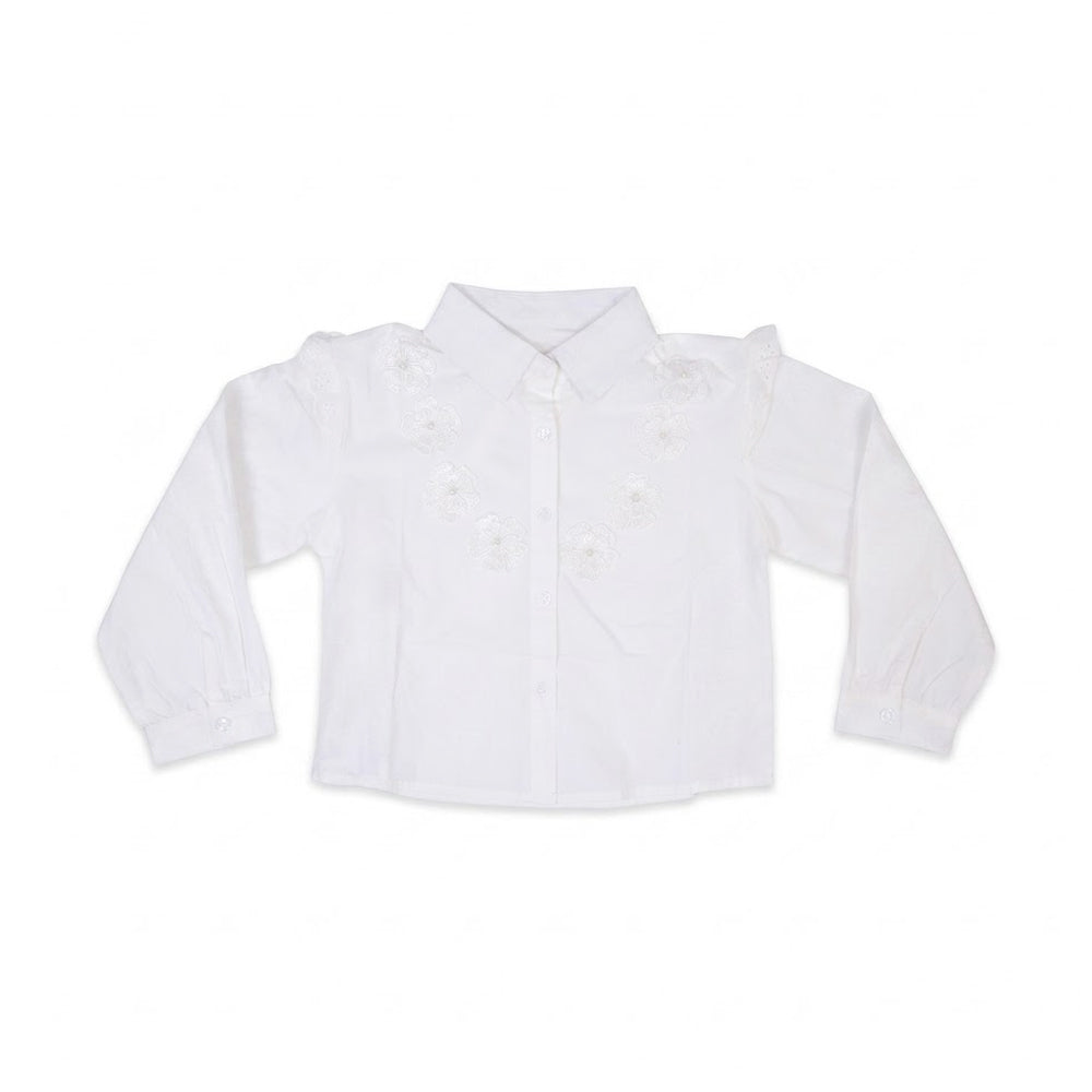 GIRLS L/S COTTON FANCY BLOUSE WHITE IR-26 5-6 YEAR 2343 Default Title - MamasJan KidsWear