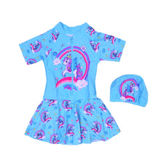 GIRLS S/S 2PC SWIMMING COSTUME FROCK STYLE IRS-26 3-4 YEAR 1 Default Title - MamasJan KidsWear