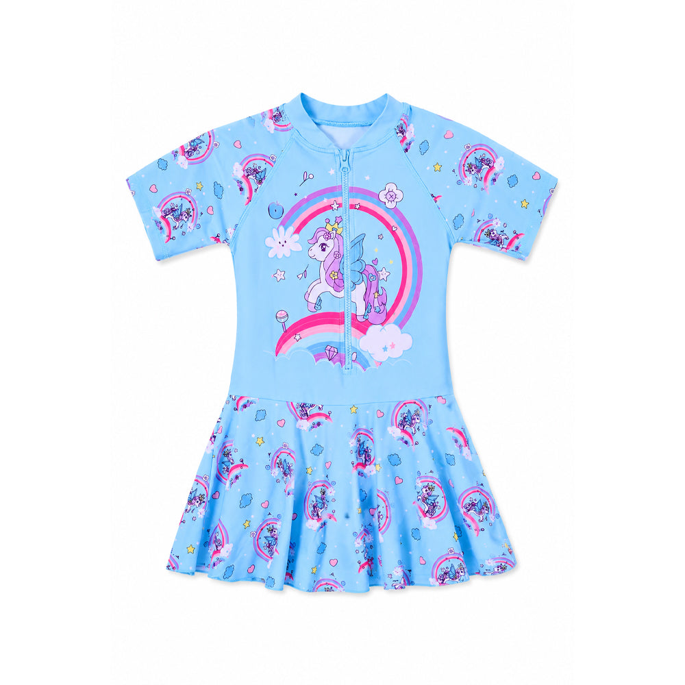 GIRLS S/S 2PC SWIMMING COSTUME FROCK STYLE IRS-26 4-5 YEAR 1 Default Title - MamasJan KidsWear