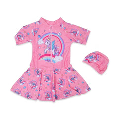 GIRLS S/S 2PC SWIMMING COSTUME FROCK STYLE IRS-26 5-6 YEAR 1 Default Title - MamasJan KidsWear