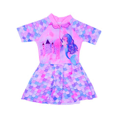 GIRLS S/S 2PC SWIMMING COSTUME FROCK STYLE IRS-26 8-9 YEAR 0 Default Title - MamasJan KidsWear
