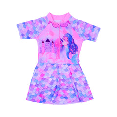 GIRLS S/S 2PC SWIMMING COSTUME FROCK STYLE IRS-26 9-10 YEAR Default Title - MamasJan KidsWear