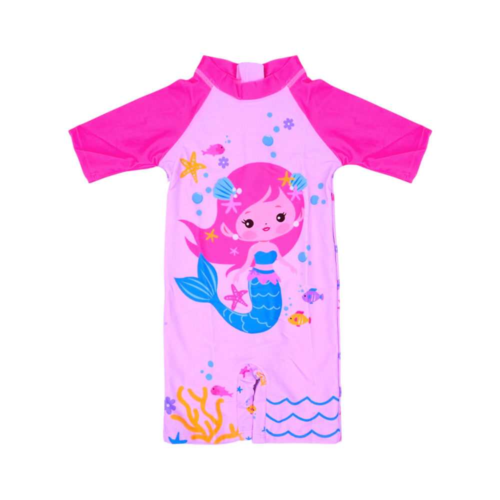 GIRLS S/S 2PC SWIMMING COSTUME ROMPER STYLE IRS-26 5-6 YEAR Default Title - MamasJan KidsWear
