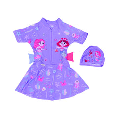 GIRLS S/S 2PC SWIMMING COSTUME FROCK STYLE IRS-26 6-7 YEAR 1 Default Title - MamasJan KidsWear