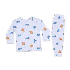 BOYS L/S 2PC L/W SLEEPING SUIT SKY BLUE 12-18M ZHS-26 6365 I Default Title - MamasJan KidsWear