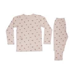 GIRLS L/S 2PC L/W SLEEPING SUIT OFF WHITE 8-9YEAR ZHS-26 728 Default Title - MamasJan KidsWear
